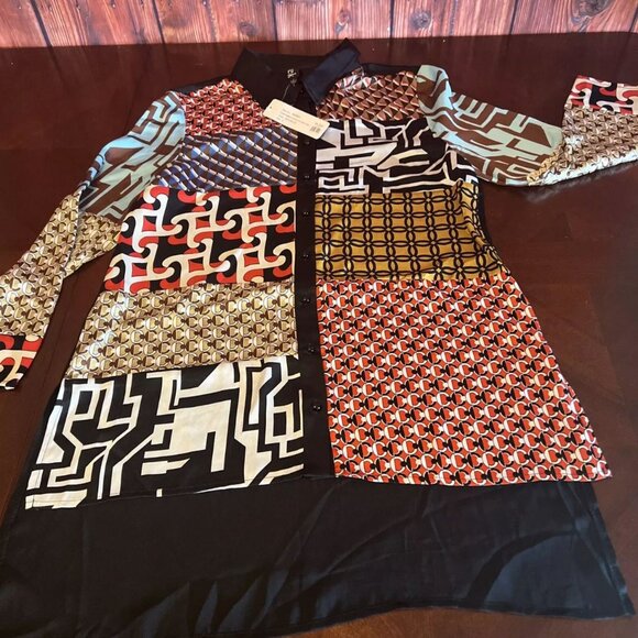 Berek Colorful Patchwork Long Sleeve Button Down Shirt - Picture 2 of 5